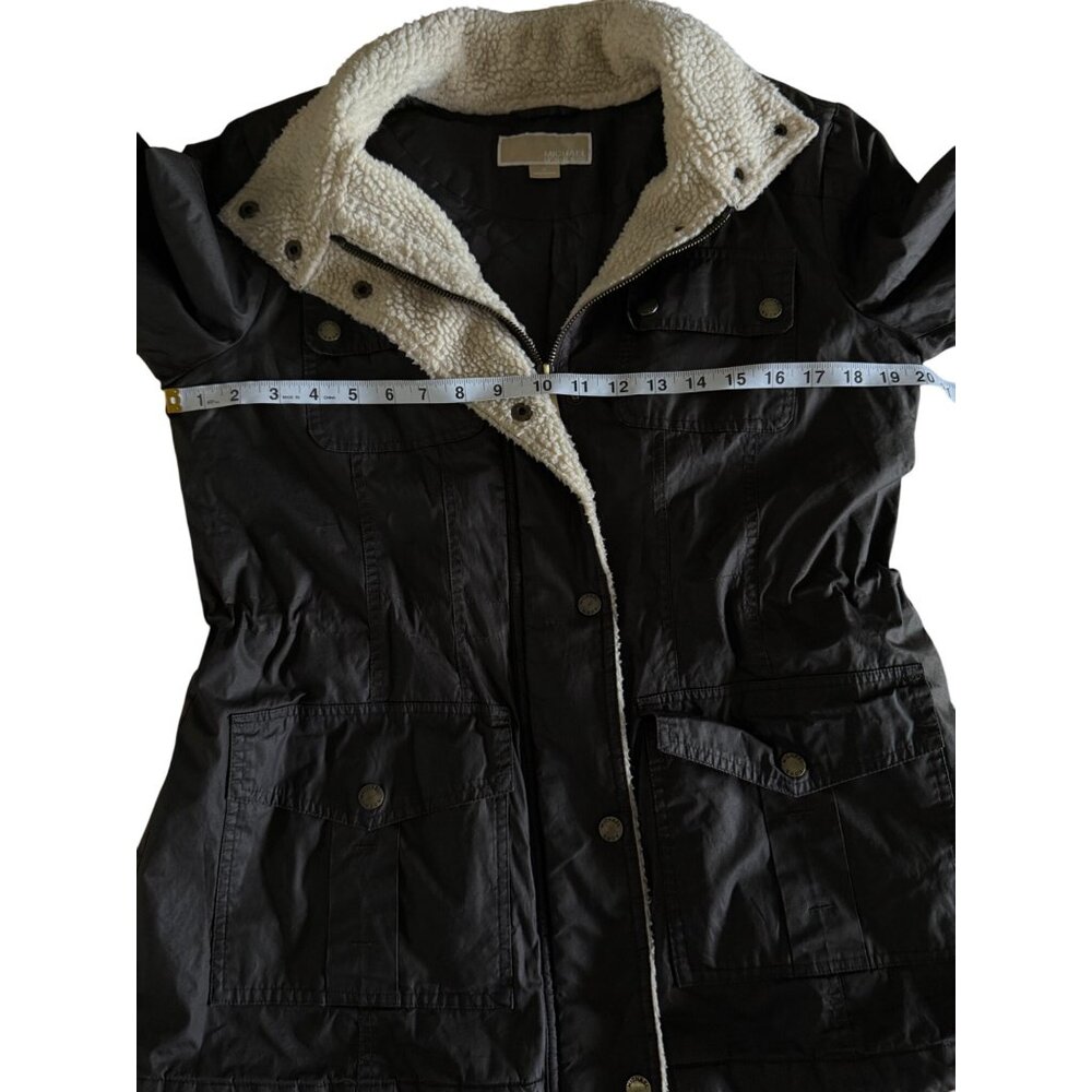 Michael Kors Womens Brown Quilted Jacket Fleece Edge Accent Hidden-Hood Size M - Picture 7 of 10